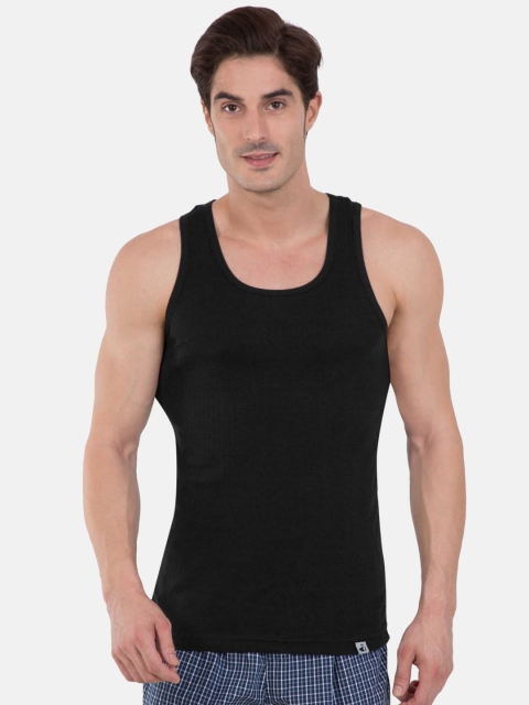 

Jockey Men Black Solid Innerwear Vest 9922-0105