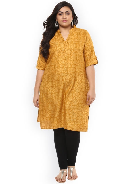 

Kira Plus Women Yellow Printed Kaftan Kurta
