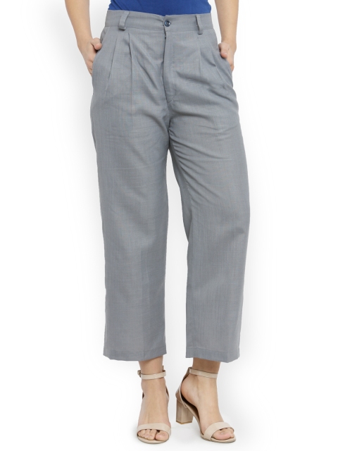 

Indibelle Women Grey Melange Classic Regular Fit Solid Formal Trousers