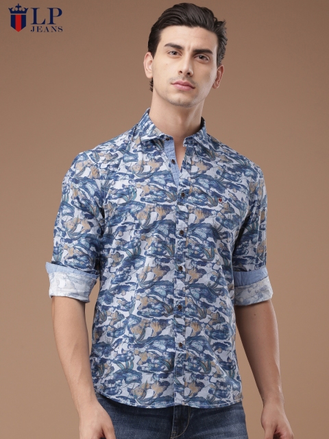 

Louis Philippe Jeans Men Blue Jermyn Tailored Fit Printed Casual Shirt