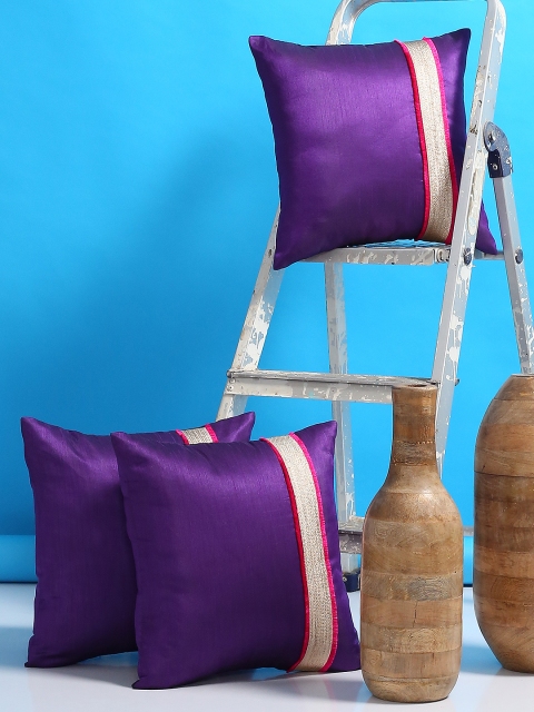 

AMOROSA Purple Set of 3 Square Cushion Covers