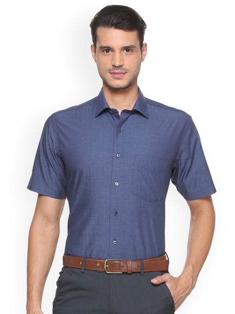 

Van Heusen Men Navy Blue Regular Fit Self Design Formal Shirt