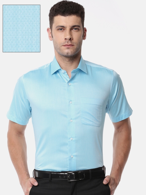 

Van Heusen Men Blue Custom Regular Fit Self Design Casual Shirt