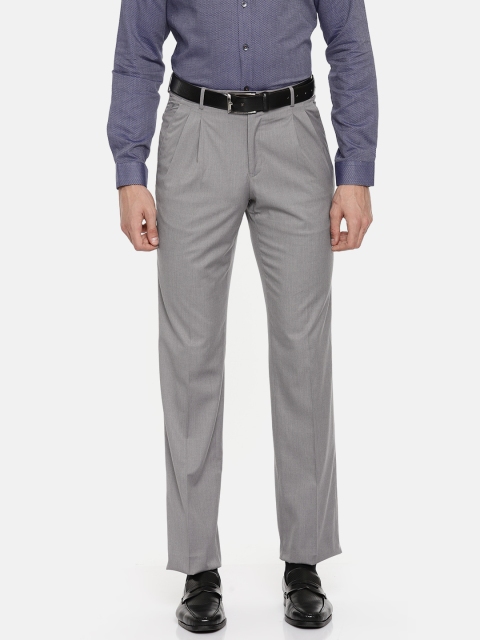 

Van Heusen Men Grey Custom Straight Fit Solid Formal Trousers