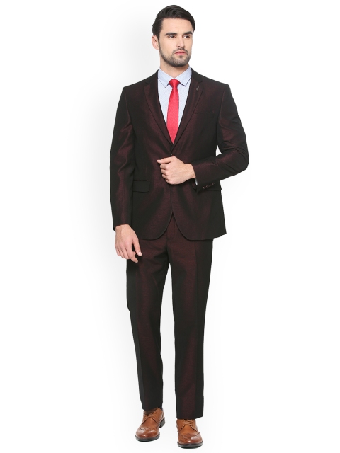 

Van Heusen Men Brown Self-Design Slim Fit Single-Breasted Formal Suit