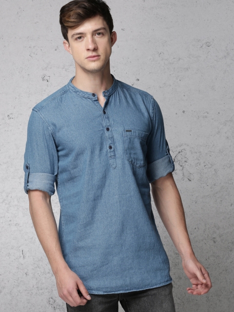 

Ecko Unltd Men Blue Slim Fit Solid Denim Casual Shirt