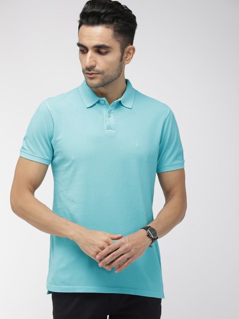 

Indian Terrain Men Blue Solid Polo Collar T-shirt