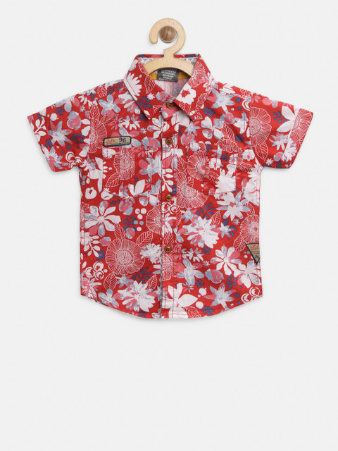 

Little Kangaroos Boys Red Floral Print Casual Shirt