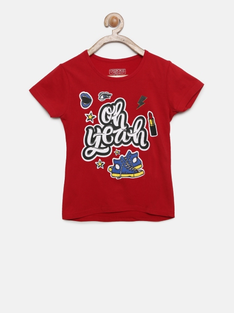 

Cherokee Girls Red Printed Round Neck T-shirt