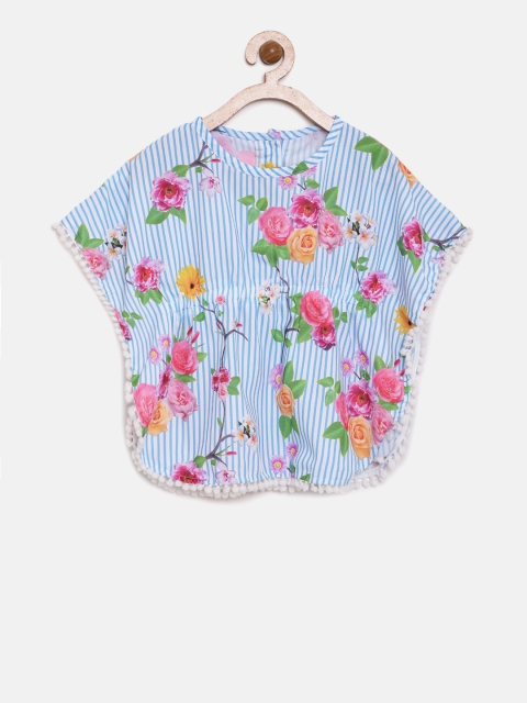 

Little Kangaroos Girls Blue & Pink Striped Kaftan Top