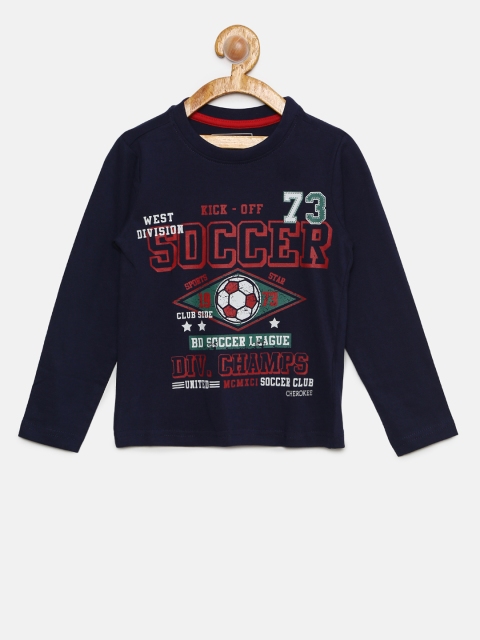 

Cherokee Boys Navy Blue Printed Round Neck T-shirt