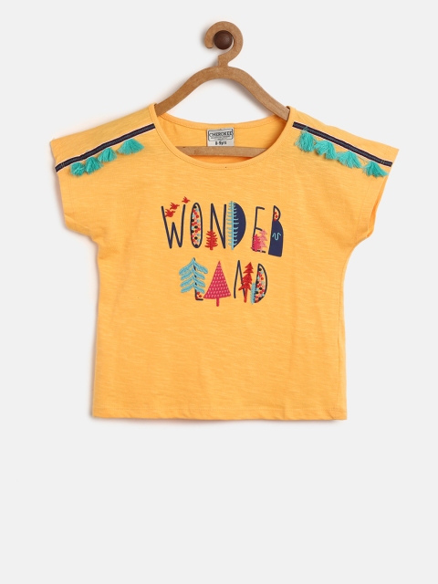 

Cherokee Girls Mustard Printed Boxy Top