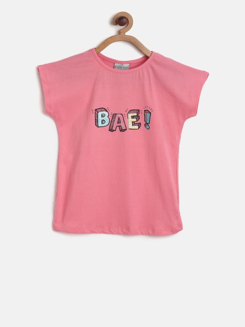 

Cherokee Girls Pink Printed Round Neck T-shirt