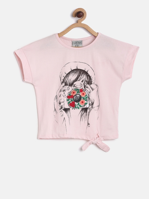 

Cherokee Girls Coral Printed Round Neck T-shirt