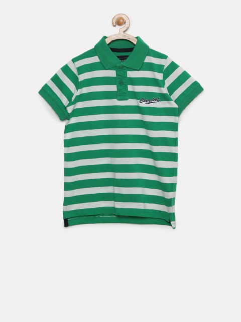

Cherokee Boys Green Striped Polo Collar T-shirt