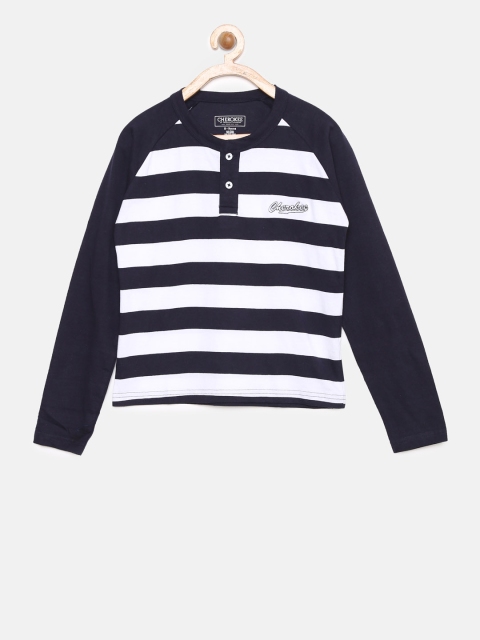 

Cherokee Boys Navy & White Striped Round Neck T-shirt, Navy blue