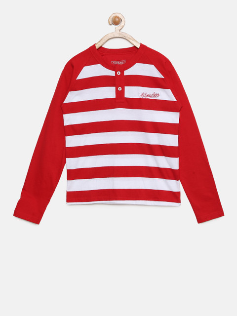 

Cherokee Boys Red Striped Henley Neck T-shirt