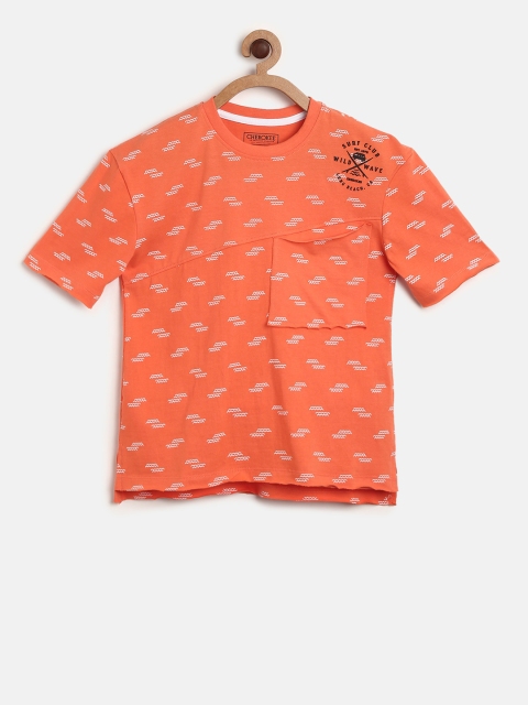 

Cherokee Boys Orange Printed Round Neck T-shirt