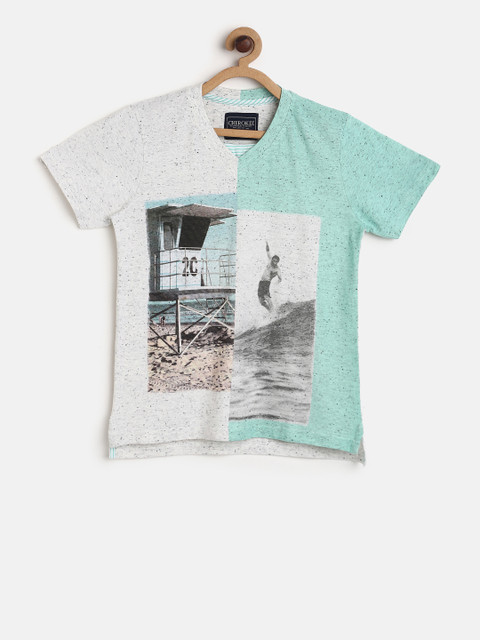 

Cherokee Boys White Colourblocked & Printed T-shirt