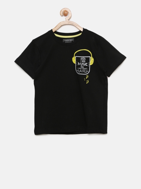 

Cherokee Boys Black Printed Round Neck T-shirt