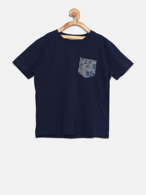 

Cherokee Boys Navy Blue Solid Round Neck T-shirt