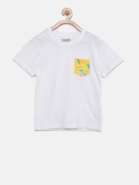 

Cherokee Boys White Solid Round Neck T-shirt