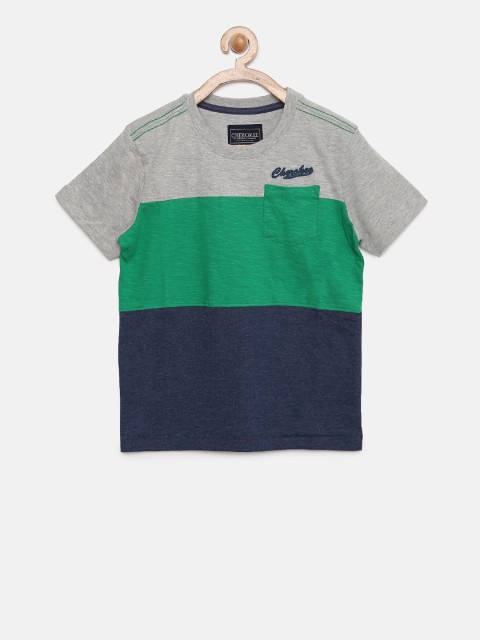 

Cherokee Boys Grey & Green Colourblocked T-shirt