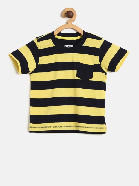 

Donuts Boys Yellow & Black Striped Round Neck T-shirt