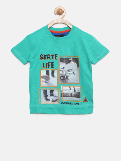 

Cherokee Boys Green Printed Round Neck T-shirt