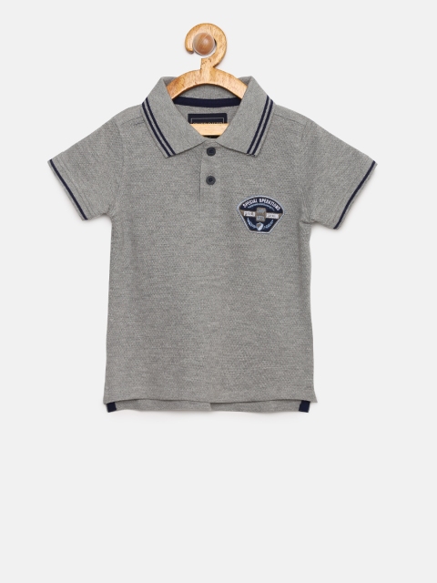 

Cherokee Boys Grey Melange Solid Polo T-shirt