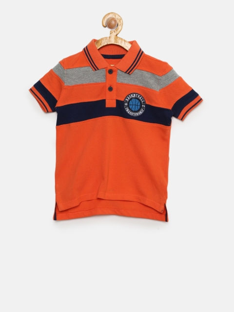 

Cherokee Boys Orange Striped Polo Collar T-shirt