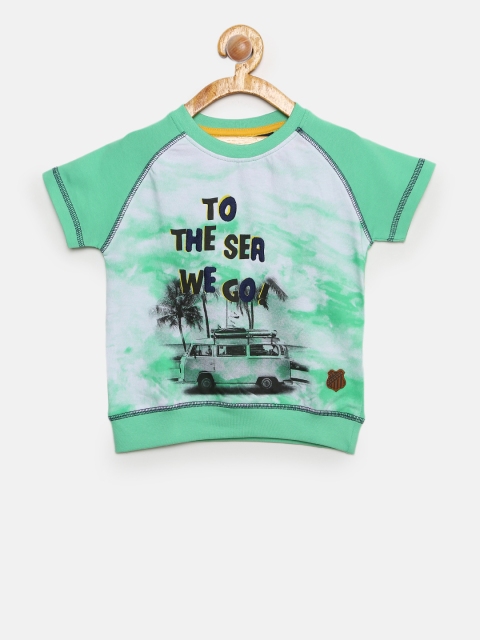 

Cherokee Boys Sea Green Printed Round Neck T-shirt