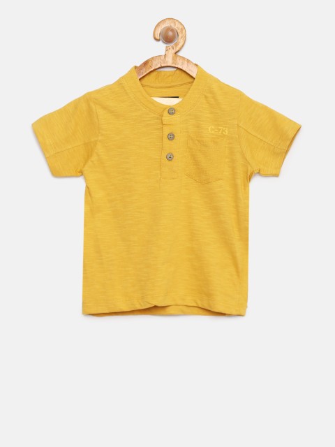 

Cherokee Boys Yellow Solid Henley Neck T-shirt