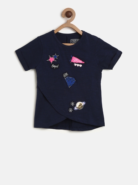 

Cherokee Girls Navy Blue Solid Top