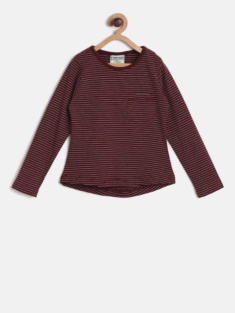 

Cherokee Girls Maroon Striped Round Neck T-shirt