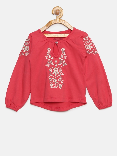 

Cherokee Girls Red Solid Round Neck T-shirt