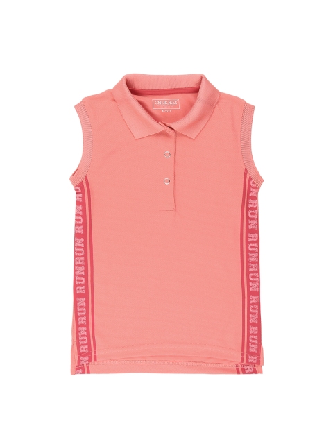 

Cherokee Girls Pink Printed Polo Collar T-shirt
