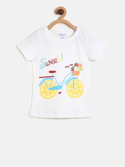 

Cherokee Girls White Printed Round Neck T-shirt
