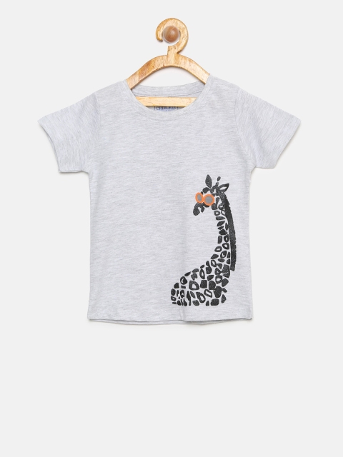 

Cherokee Girls Grey Melange Printed Round Neck T-shirt