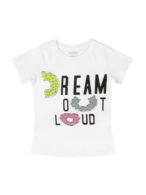 

Cherokee Girls White Printed Round Neck T-shirt