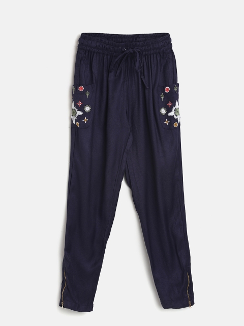 

Cherokee Girls Navy Regular Fit Solid Parallel Trousers, Navy blue