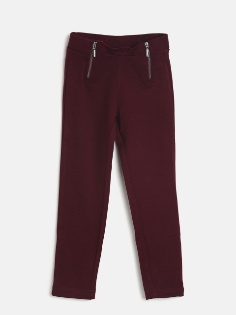 

Cherokee Girls Maroon Regular Fit Solid Trousers