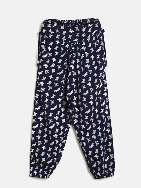 

Cherokee Girls Navy Blue & White Regular Fit Printed Regular Trousers