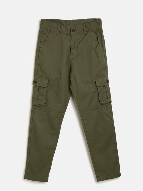 

Cherokee Boys Olive Green Regular Fit Solid Cargos