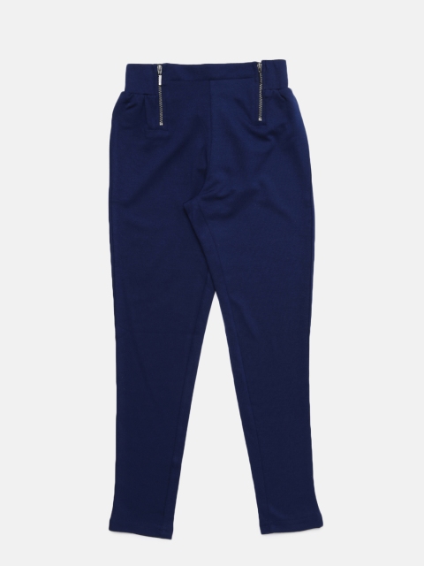 

Cherokee Girls Navy Blue Regular Fit Solid Cigarette Trousers