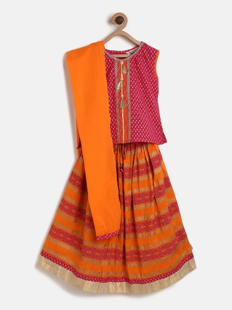 

Karigari Girls Assorted Kurti with Skirt & Dupatta