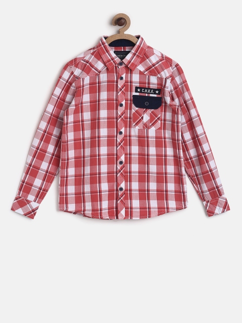 

Cherokee Boys Red & White Regular Fit Checked Casual Shirt