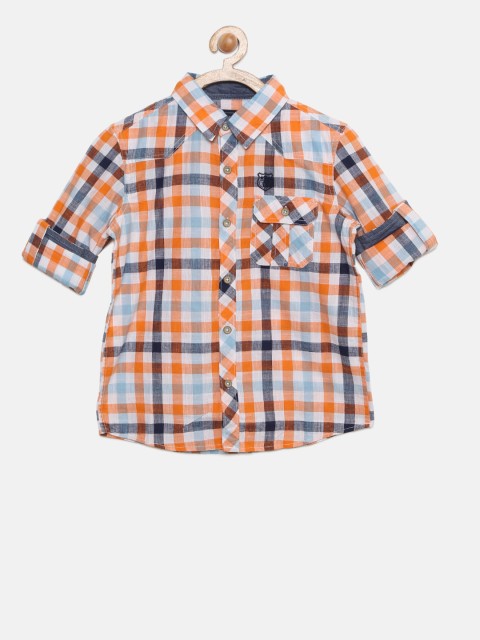 

Cherokee Boys Orange & Blue Regular Fit Checked Casual Shirt