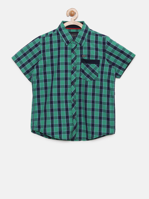 

Cherokee Boys Green & Black Regular Fit Checked Casual Shirt