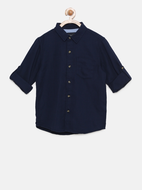 

Cherokee Boys Navy Blue Regular Fit Solid Casual Shirt